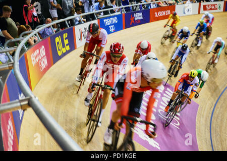 Glasgow, Großbritannien - 5 August 2018 - Track Racing Punkte Rennen auf Sir Chris Hoy Velodrome als Teil der europäischen Meisterschaft 2018. Credit: Pawel Pietraszewski/Alamy leben Nachrichten Stockfoto