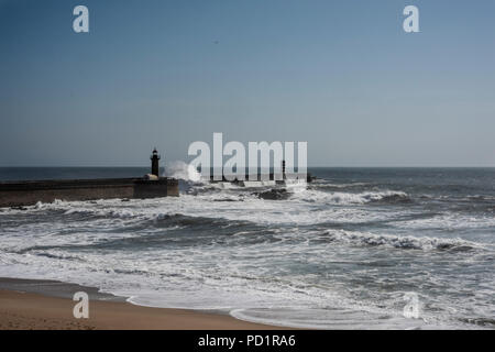 Farol de Tavira, Foz do Douro, Porto, Portugal. Stockfoto