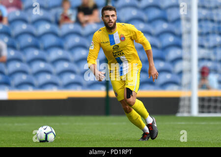 Espanyolâ € ™ s David Lopez während der Saison Testspiel in Turf Moor, Burnley. PRESS ASSOCIATION Foto. Bild Datum: Sonntag, den 5. August 2018. Siehe PA-Geschichte Fußball Burnley. Photo Credit: Anthony Devlin/PA-Kabel. Einschränkungen: EDITORIAL NUR VERWENDEN Keine Verwendung mit nicht autorisierten Audio-, Video-, Daten-, Spielpläne, Verein/liga Logos oder "live" Dienstleistungen. On-line-in-Verwendung auf 75 Bilder beschränkt, kein Video-Emulation. Keine Verwendung in Wetten, Spiele oder einzelne Verein/Liga/player Publikationen. Stockfoto