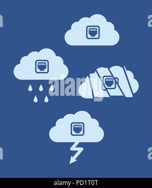 Cloud-Computing Konzept. Flaches Design cloud mit Internetanschluss - Vector Illustration Stock Vektor