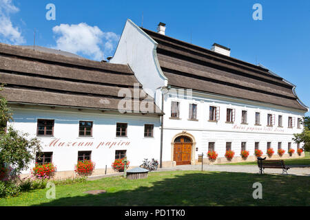 Ruční papírna, Muzeum papíru, Velké Losiny, Okres Halver, Hrubý Jeseník, Česká republika/handgeschöpftes Papier Mühle, Museum für Papier, Sumperk region, Hrub Stockfoto