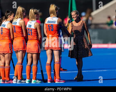 Sophie Gräfin von Wessex in die Teams während der Vitalität Frauen Hockey World Cup Finale in Lee Valley Hockey und Tennis Centre, London eingeführt. PRESS ASSOCIATION Foto, Bild Datum: Sonntag, den 5. August 2018. Photo Credit: Paul Harding/PA-Kabel Stockfoto