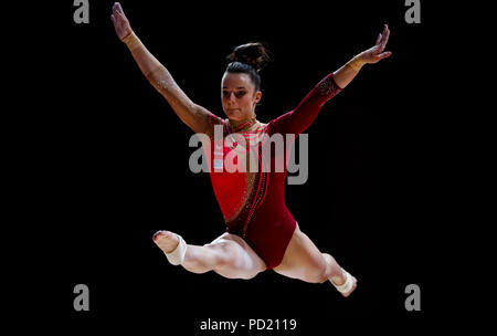 Deutschlands Pauline Schaefer während der Bestrahlung während der letzten Tag vier der 2018 Europameisterschaft der Frauen an die SSE-Hydro, Glasgow. PRESS ASSOCIATION Foto. Bild Datum: Sonntag, den 5. August 2018. Siehe PA Geschichte Sport Europäische. Photo Credit: John Walton/PA-Kabel. Beschränkungen: Nur die redaktionelle Nutzung, keine kommerzielle Nutzung ohne vorherige schriftliche Genehmigung Stockfoto