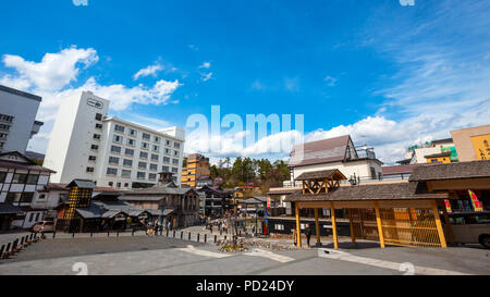 Kusatsu Onsen ca. 200 Kilometer nord-nordwestlich von Tokio, ist sie eine von Japans berühmtesten Hot Spring Resorts für Jahrhunderte entfernt Stockfoto