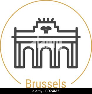 Brüssel, Belgien Vektor Symbol Leitung Stock Vektor