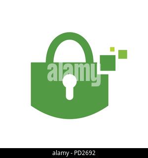 Digitaler Safe Vorhängeschloss grüne Vektor Symbol Grafik Logo Design Template Stock Vektor