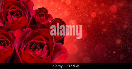 Banner Red Rose bokeh roten Hintergrund haben Platz für die Eingabe von Text Stockfoto