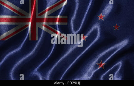 Neuseeland Flagge - Fabric Flagge Neuseeland Land-, Hintergrund- und Hintergrundbild von wehende Flagge von Textilien. Stockfoto