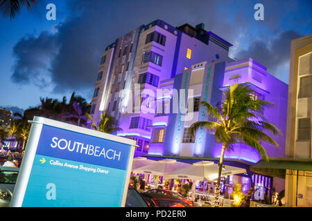 Miami Beach Florida, Ocean Drive, Schild, Informationen, Wegbeschreibungen, Park Central, Hotel, Casca, Gebäude, Architekturarchitekt Henry Hohauser, erbaut 1937, ni Stockfoto