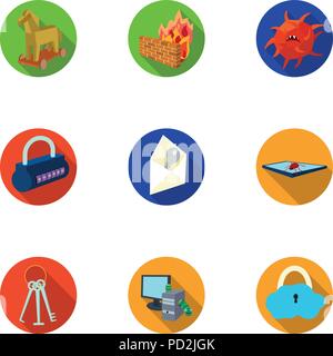 Gegen, Antivirus, Brechen, Cloud, Sammlung, Computer, Umschlag, Zaun, Feuer, flach, Haken, Pferd, Icon, Icons, Illustration, isoliert, Schlüssel, Schlüssel, Brief, Logo, moderne, Objekt, Pirat, Schutz, Auswahl, Satz, Zeichen, Skeleton Key, Symbol, Technik, Vector, Virus, Web, Wurm, Vektor, Vektoren, Stock Vektor