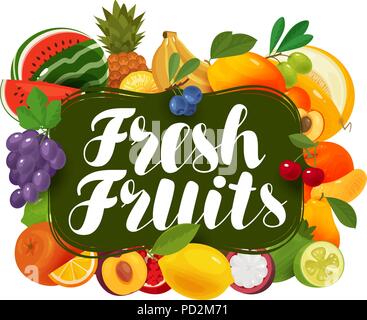 Frische Früchte. Natürliche Lebensmittel, greengrocery Konzept. Vector Illustration Stock Vektor