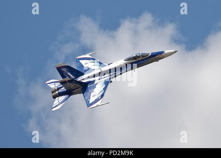 RCAF CF-18 Hornet Anzeigen an die 2018 Royal International Air Show, RAF Fairford, Gloucestershire, Vereinigtes Königreich Stockfoto