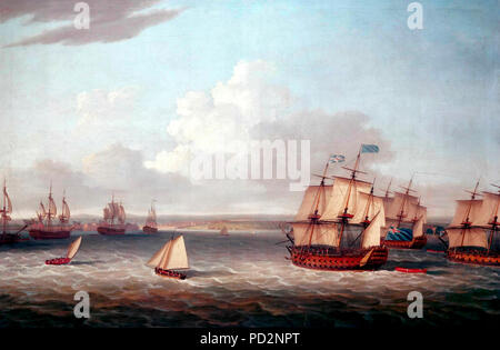 Die britische Flotte in Havanna, den 21. August 1762 - Dominic Serres, circa 1775. Eine Darstellung der eine Episode aus dem letzten großen Betrieb des Siebenjährigen Krieges, 1756-63. Stockfoto
