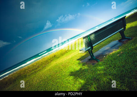 Rainbow Blick über Seven Mile Beach Stockfoto