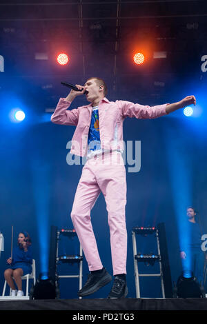 Norwegen, Bergen - Juni 15., 2018. Die norwegische rapper Cezinando führt ein Live Konzert während der norwegischen Musik Festival Bergenfest 2018 in Bergen. (Foto: Gonzales Foto - Jarle H. Moe). Stockfoto