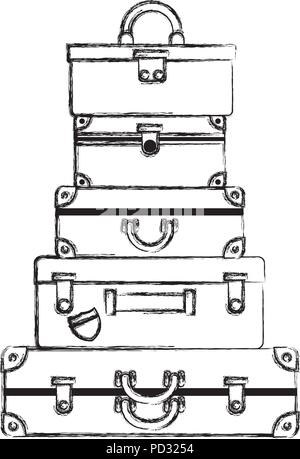 Koffer Taschen Haufen isolierte Symbol Stock Vektor