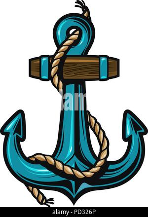 Nautische Anker mit Seil. Vector Illustration Stock Vektor