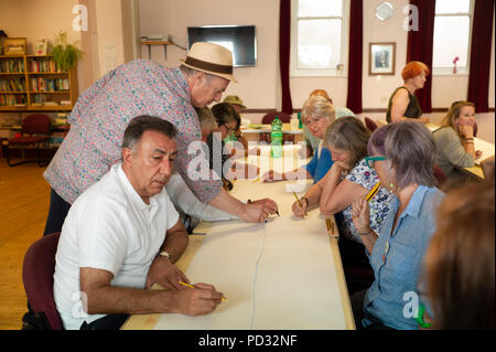 Martin Rowson international renommierte Karikaturist eine Masterclass in Karikatur in Herne Bay Cartoon Festival Stockfoto