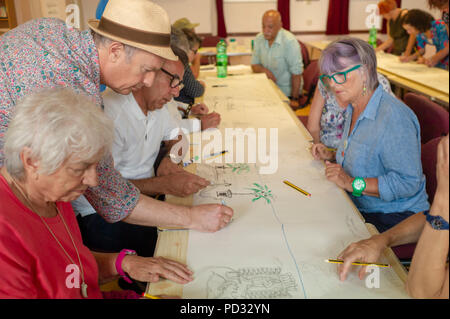 Martin Rowson international renommierte Karikaturist eine Masterclass in Karikatur in Herne Bay Cartoon Festival Stockfoto