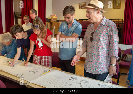 Martin Rowson international renommierte Karikaturist eine Masterclass in Karikatur in Herne Bay Cartoon Festival Stockfoto