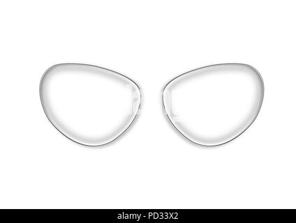 Die Abbildung von ein paar Transparente, optischen Linsen. Cat-Auge Form Gläser. Stockfoto