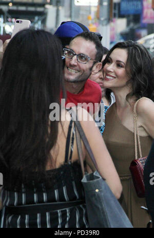 New York, NY, USA. 6 Aug, 2018. Alyssa Milano bei Good Morning America in New York City am 6. August 2018 gesehen. Credit: Rw/Medien Punch/Alamy leben Nachrichten Stockfoto