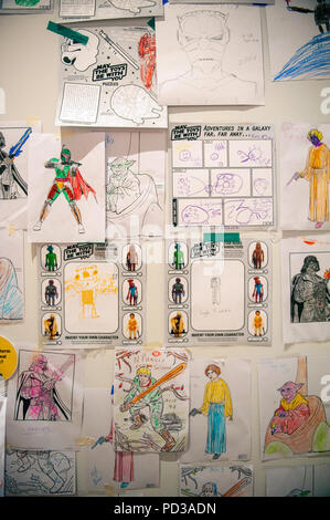 Kann das Spielzeug mit Euch. Star Wars Spielzeug und Filmen Ausstellung im Neuen Museum, Leicester entfernt. Stockfoto