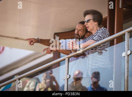 Prinzessin Anne visits Cowes RNLI Lifeboat Station 6. August 2018 Stockfoto