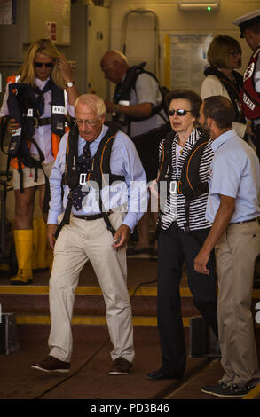 Prinzessin Anne visits Cowes RNLI Lifeboat Station 6. August 2018 Stockfoto