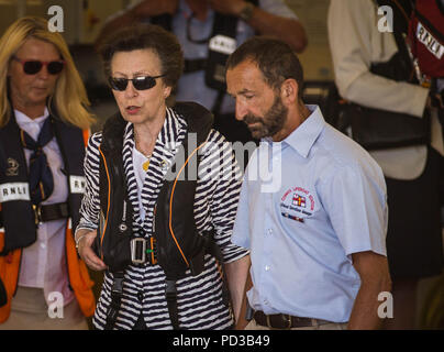 Prinzessin Anne visits Cowes RNLI Lifeboat Station 6. August 2018 Stockfoto