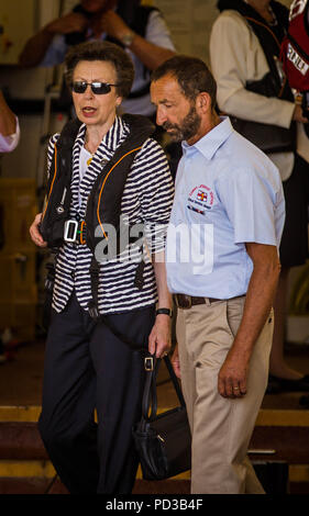 Prinzessin Anne visits Cowes RNLI Lifeboat Station 6. August 2018 Stockfoto