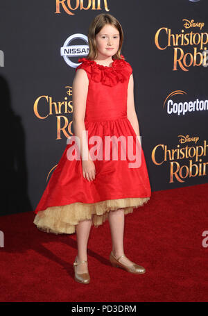 Burbank, CA, USA. 30. Juli 2018. 30. Juli 2018: Burbank, Kalifornien: Bronte Carmichael. Disney's „Christopher Robin“ Los Angeles Premiere in den Walt Disney Studios. Foto: F. Sadou/Admedia Stockfoto