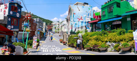 Busan, Südkorea - August 5, 2018: Gamcheon Culture Village Szene in Busan in Südkorea Stockfoto