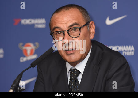 Maurizio Sarri vorgestellt als der neue Manager des Chelsea Football Club, Stamford Bridge, Fulham, London.DE 18.07.18 Stockfoto