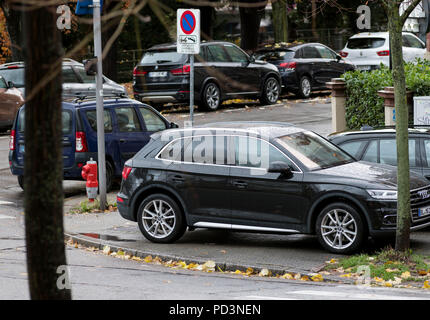 Auto auf dem Bürgersteig, Straßburg, Elsass, Frankreich, Europa geparkt, Stockfoto