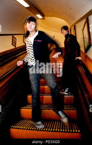 Tektonik Tänzer im St-Annatunnel in Antwerpen (Belgien, 07/01/2009) Stockfoto