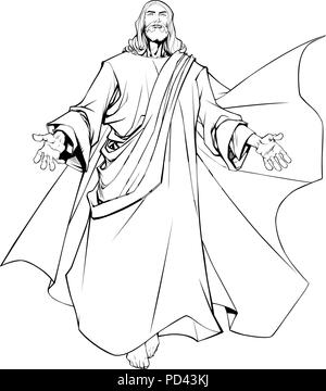 Jesus offenen Armen Line Art Stock Vektor