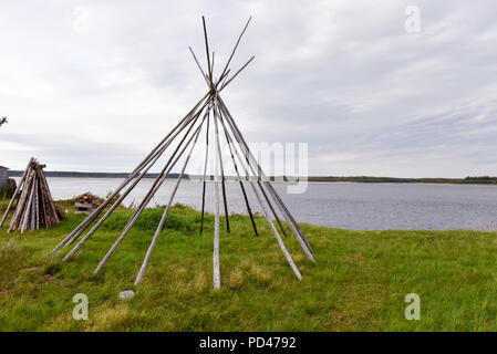 Insel der Fort-George (Heimat) auf La Grande Fluss, neben Chisasibi, Northern Quebec, Kanada Stockfoto