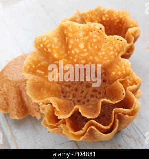 Brandy snap Körbe Stockfoto