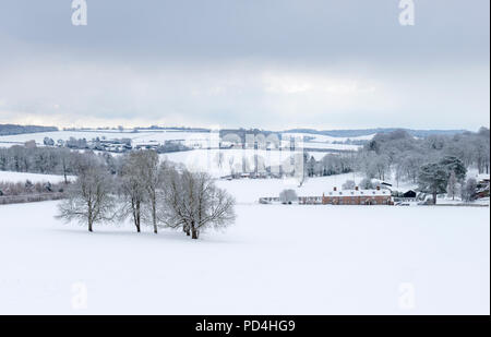 Die Kent Downs bei Schneefall in der kälteeinbruch im Februar 2018 Stockfoto