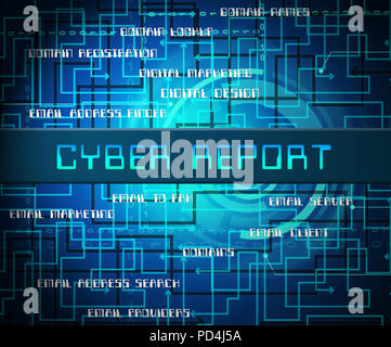 Cyber Bericht digitale Analytics Ergebnisse 2D-Abbildung zeigt, Cloud Computing oder virtuellen Netzwerk Analyse und Überprüfung Stockfoto