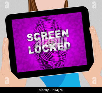 Fingerprint Lock Screen sichere Touch Genehmigung 2d-Abbildung zeigt Intelligente Technologie für Sicherheit mit Sensor zur Überprüfung Stockfoto