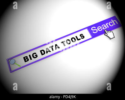 Big Data Tools Digital Toolbox 2d-Abbildung zeigt Mainframe Computing Management Verbesserung und Lagerung Stockfoto