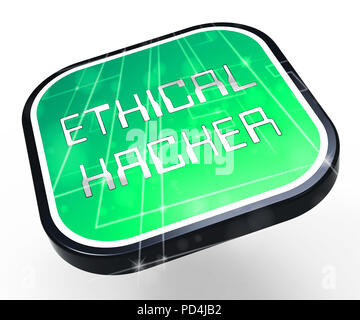 Ethische Hacker Tracking Server 3D Rendering zeigt Testing Penetration Drohungen gegen Angriff oder der Cyberkriminalität zu schützen. Stockfoto