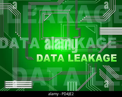 Data Leakage Informationsfluss Verlust 2d-Abbildung Zeigt undichte Verletzung der Server Informationen für den Schutz von Ressourcen Stockfoto