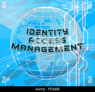 Identity Access Management Fingerprint 3d-Abbildung zeigt Login Zugang Iam Schutz durch sichere Verifizierung des Systems Stockfoto