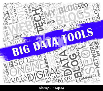 Big Data Tools Digital Toolbox 2d-Abbildung zeigt Mainframe Computing Management Verbesserung und Lagerung Stockfoto