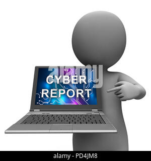 Cyber Bericht digitale Analytics Ergebnisse 3D Rendering zeigt, Cloud Computing oder virtuellen Netzwerk Analyse und Überprüfung Stockfoto