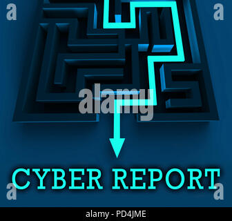 Cyber Bericht digitale Analytics Ergebnisse 3D Rendering zeigt, Cloud Computing oder virtuellen Netzwerk Analyse und Überprüfung Stockfoto