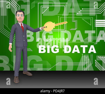 Big Data Tools Digital Toolbox 3D Rendering zeigt Mainframe Computing Management Verbesserung und Lagerung Stockfoto